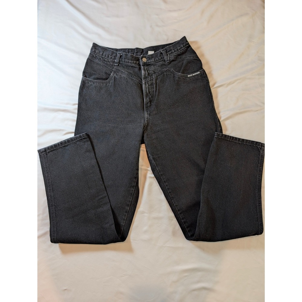 Vintage Rocky Mountain Jeans Black High Waist Western Size 34/15 READ